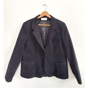 Count Romi Ultrasuede Blazer Jacket 16 Black Single Button Vintage Preppy Career